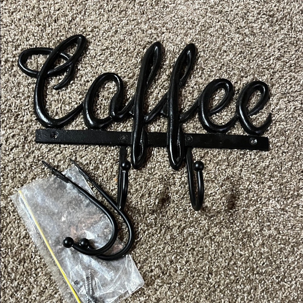 Black Coffee Metal Wall Hook Decor